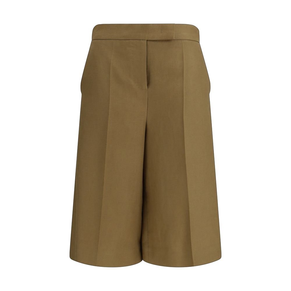Max Mara Δίχρωμη Λινή Βερμούδα με Ψηλή Μέση