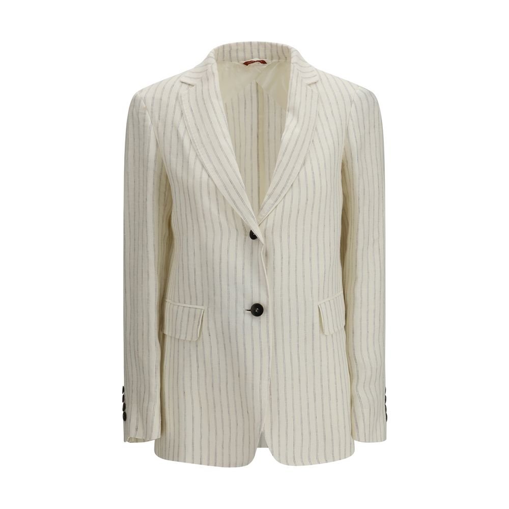 Max Mara Μπεζ Λινό Σακάκι με Ρίγες (Pinstripe)