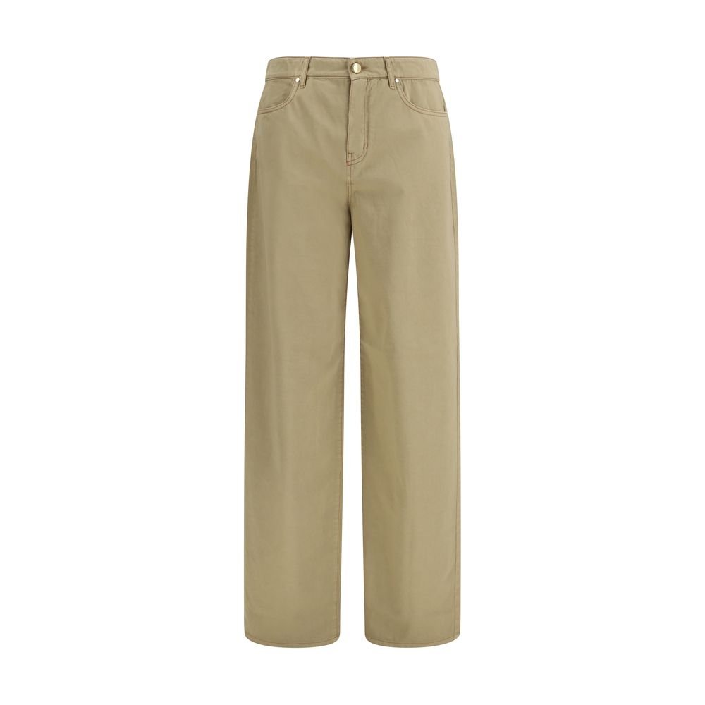 Max Mara Μπεζ Βαμβακερό Παντελόνι Baggy