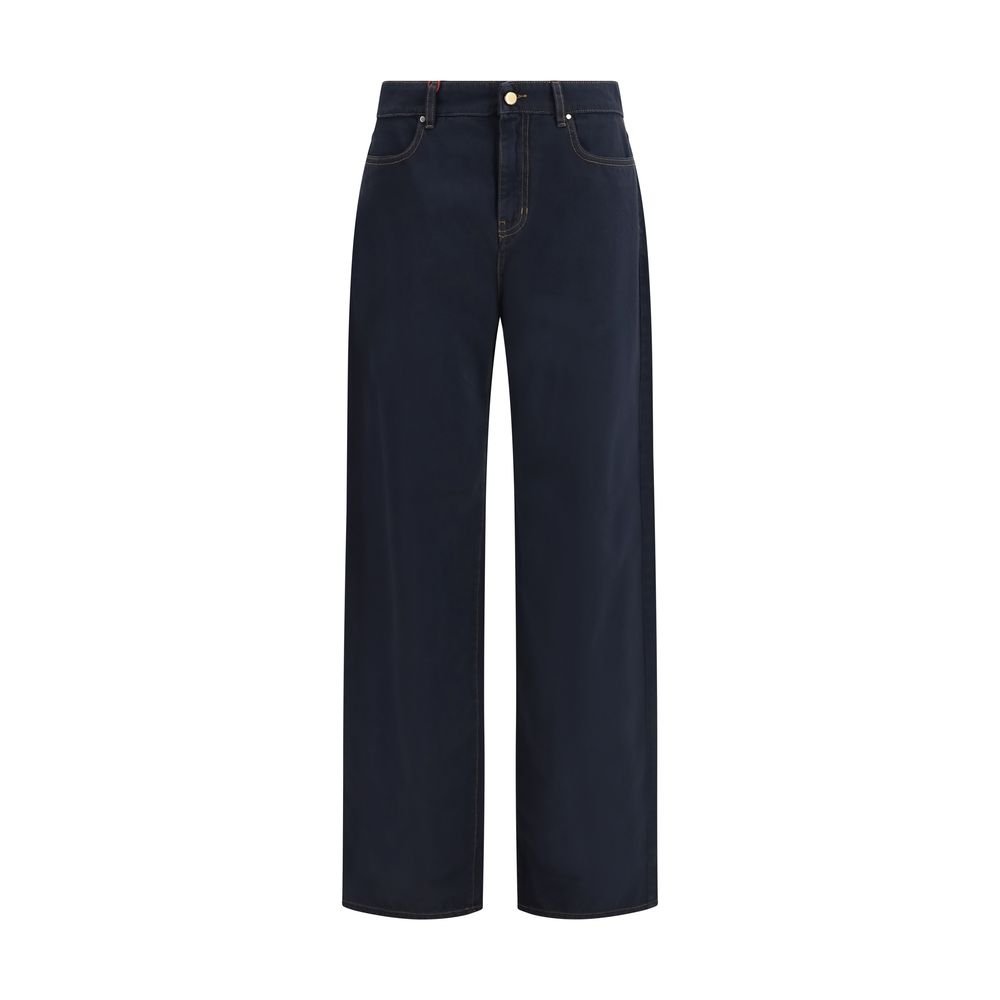 Max Mara Μπλε Βαμβακερό Παντελόνι Baggy