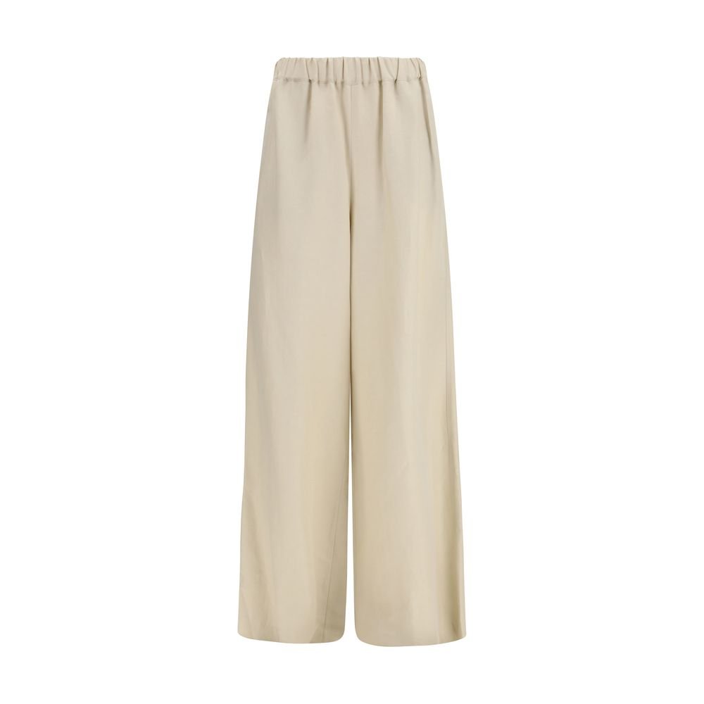 Max Mara Μπεζ Παντελόνι από Λινό & Μετάξι