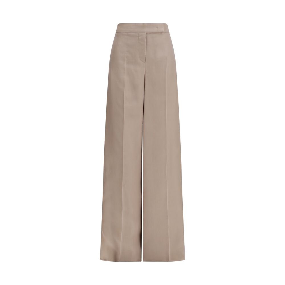 Max Mara Μπεζ Μεταξωτό Παντελόνι