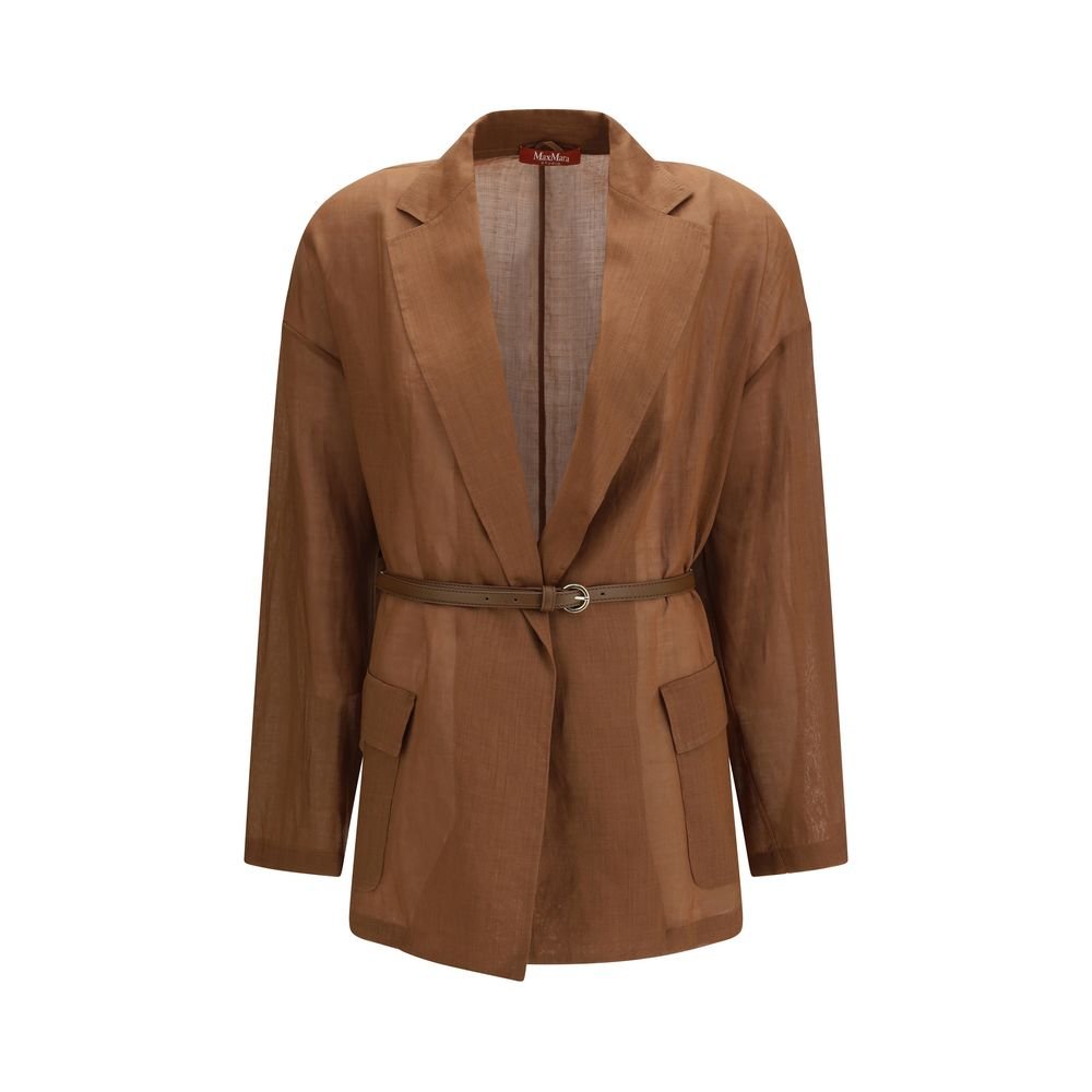 Max Mara Καφέ Παλτό / Tunic από Ραμί