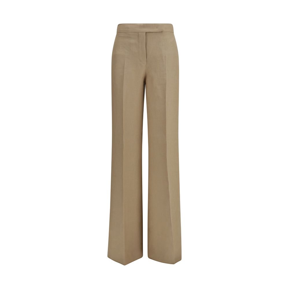 Max Mara Μπεζ Λινό Παντελόνι Palazzo