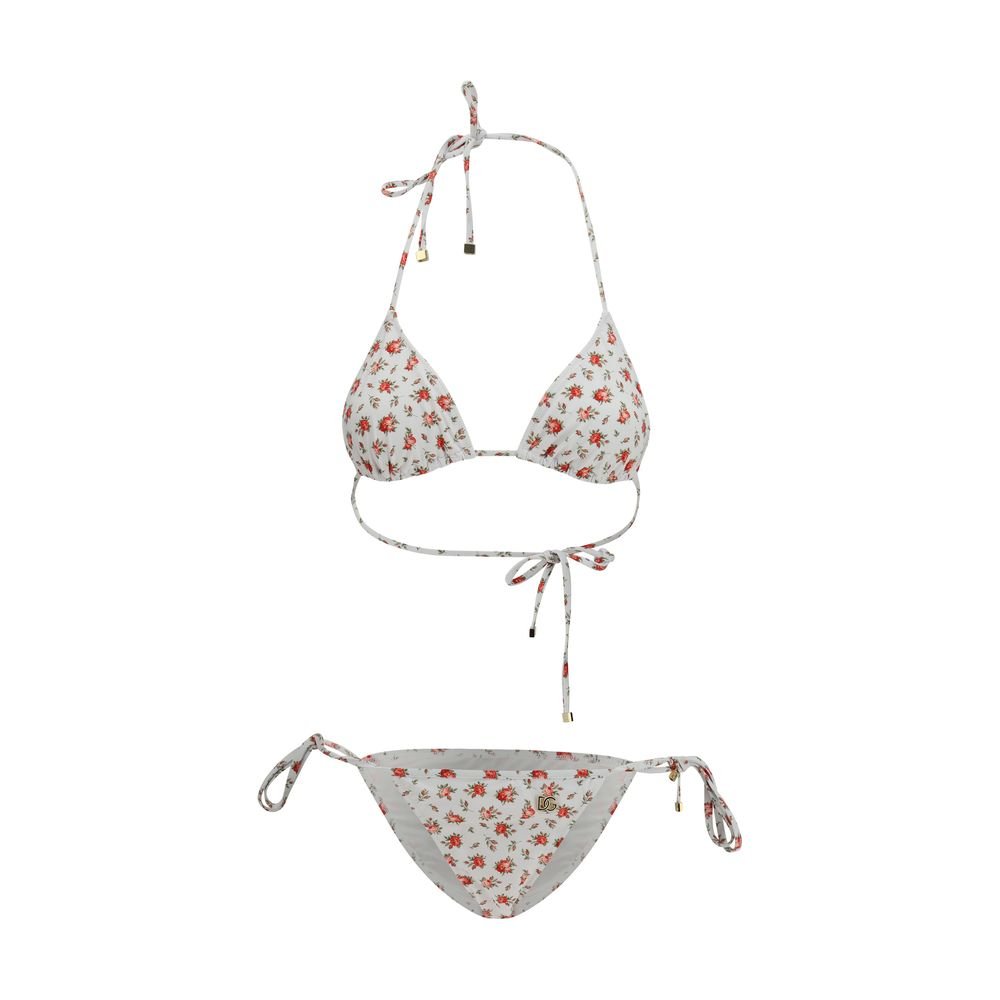 Dolce & Gabbana Λευκό Μπικίνι από Νάιλον με Roselline Print