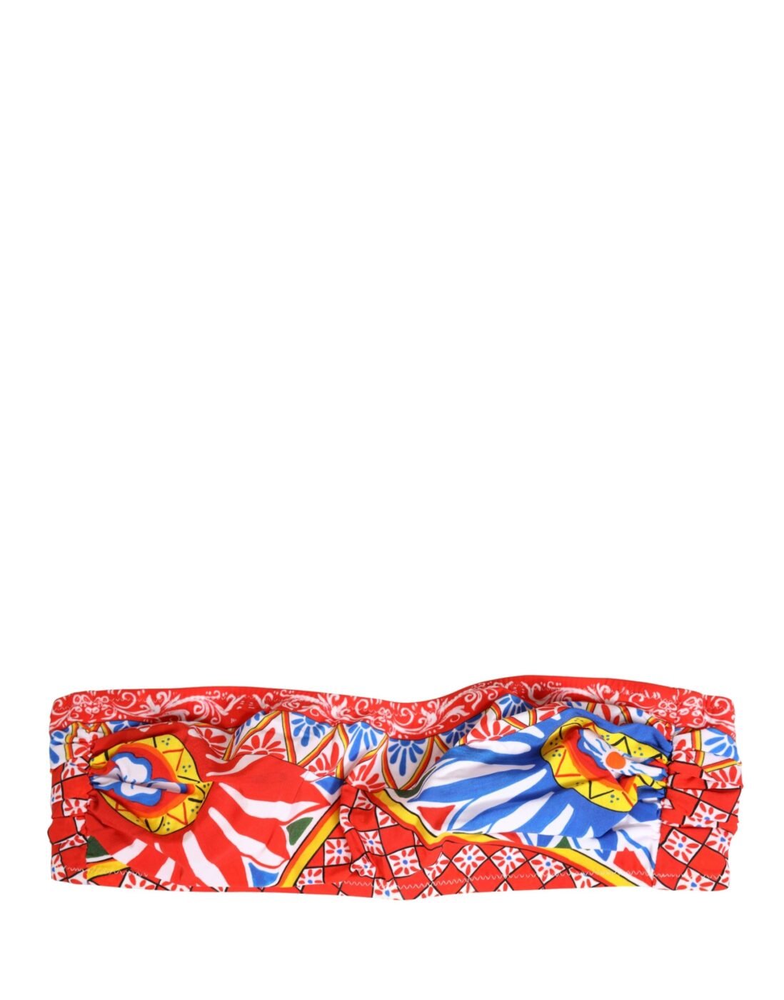Dolce & Gabbana Πολύχρωμο Bandeau Bikini Top με Carretto Print