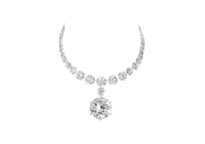 Women's silver diamond necklace with elegant luxury design