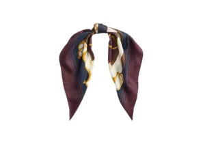 Women's silk scarf with burgundy and printed pattern luxury design