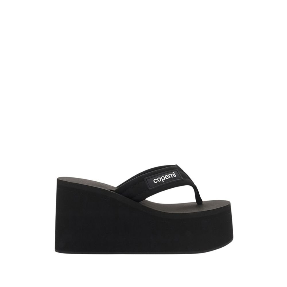 Coperni Μαύρα Platform Wedge Σανδάλια με Monogram