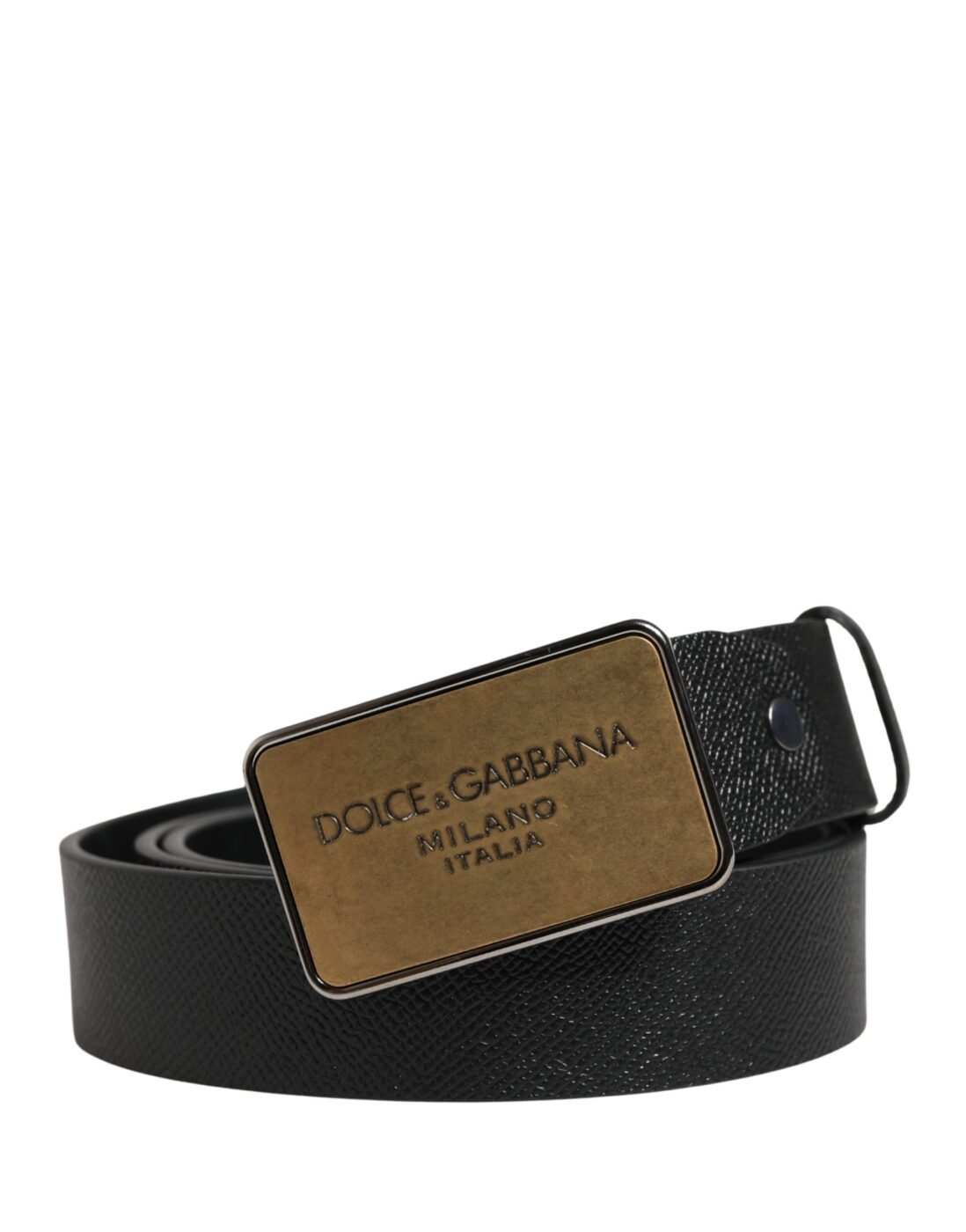 Dolce & Gabbana Μαύρη Κλασική Ζώνη από Δέρμα Μοσχαριού με Μεταλλική Αγκράφα