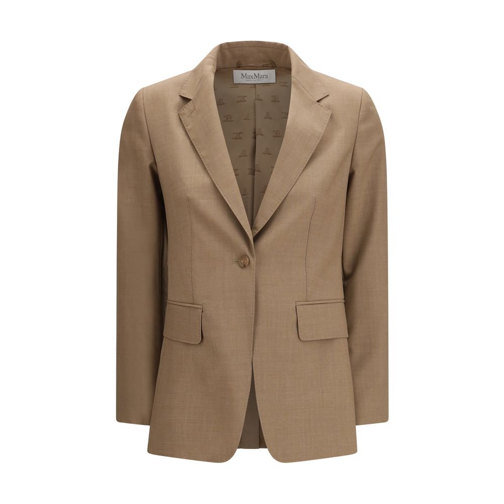 Max Mara Μπεζ Μάλλινο Blazer από Virgin Wool