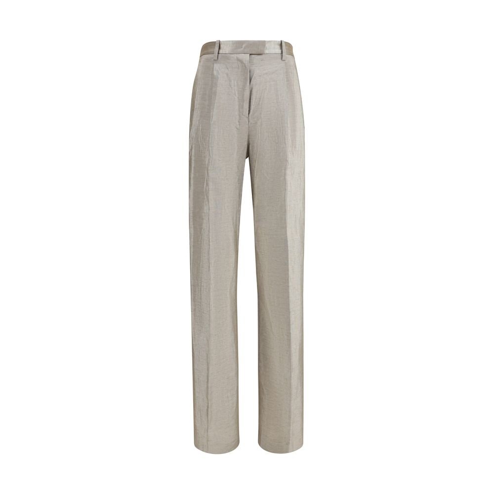 Forte_Forte Ασημί Lurex Tweed Παντελόνι με Micropaillettes