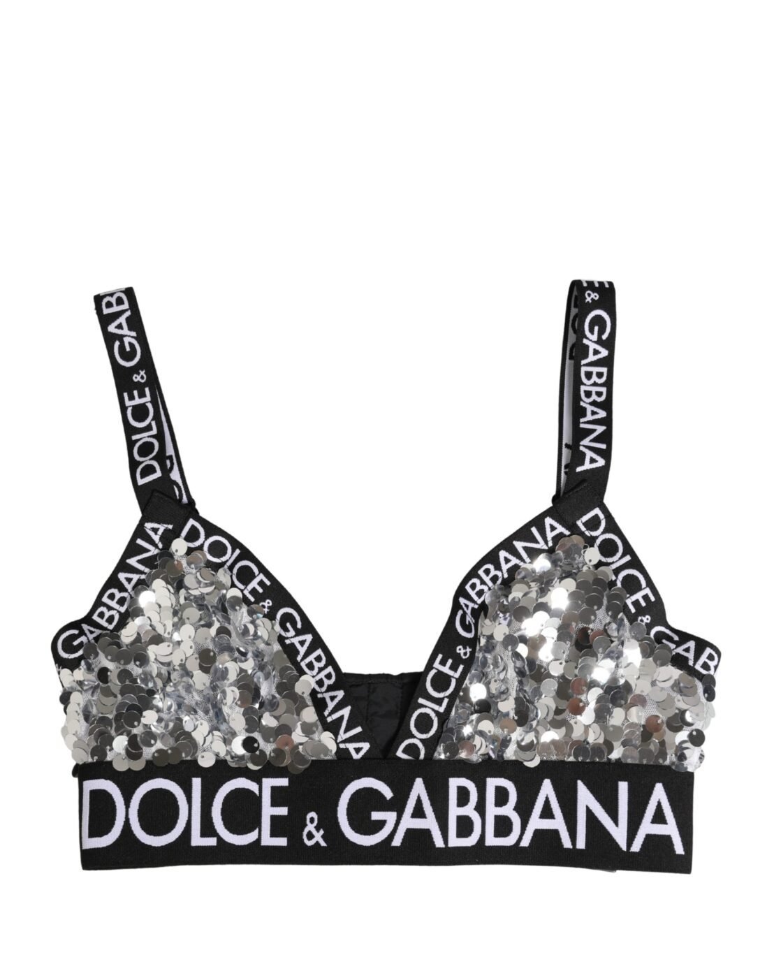 Dolce & Gabbana Ασημί Triangle Soft Cup Σουτιέν με Παγιέτες
