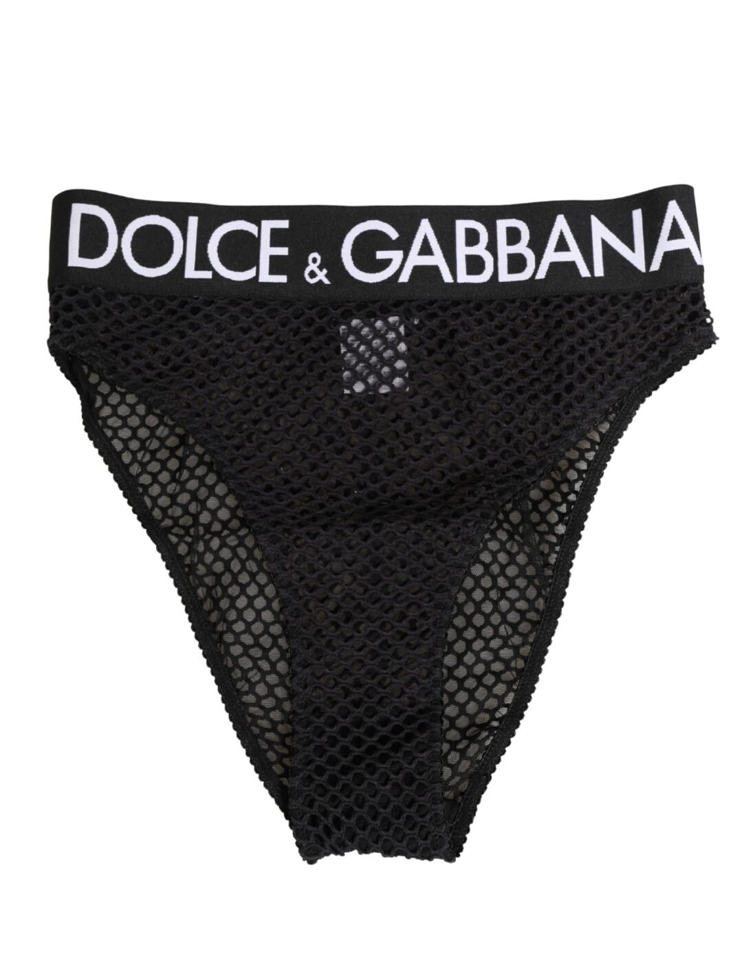 Dolce & Gabbana Μαύρο Βαμβακερό Σλιπ Υψηλής Μέσης με Mesh