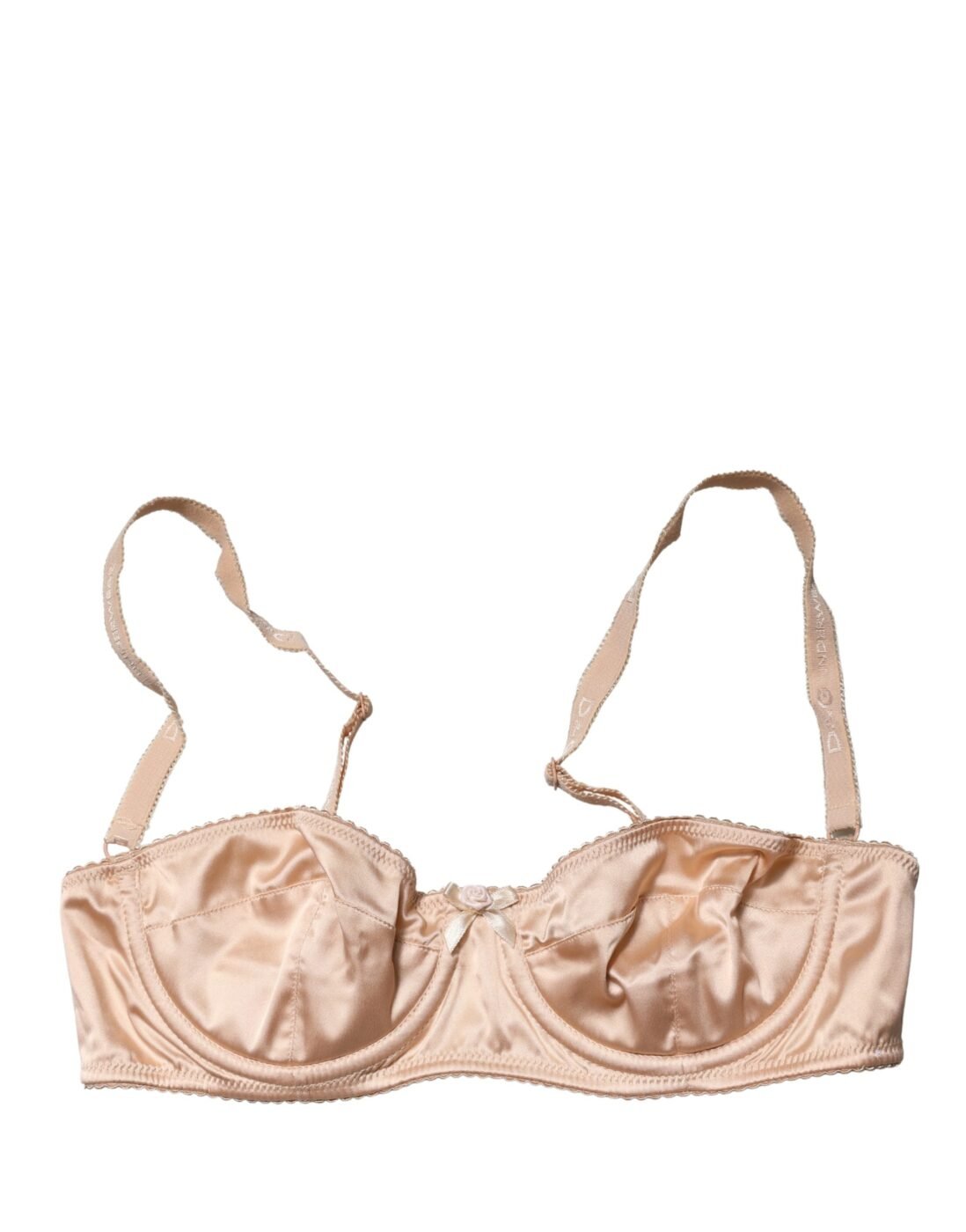Dolce & Gabbana Μπεζ Μεταξωτό Balconette Σουτιέν με Μπανέλα