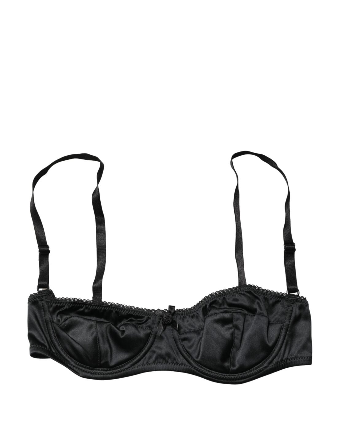 Dolce & Gabbana Μαύρο Μεταξωτό Balconette Σουτιέν με Μπανέλα