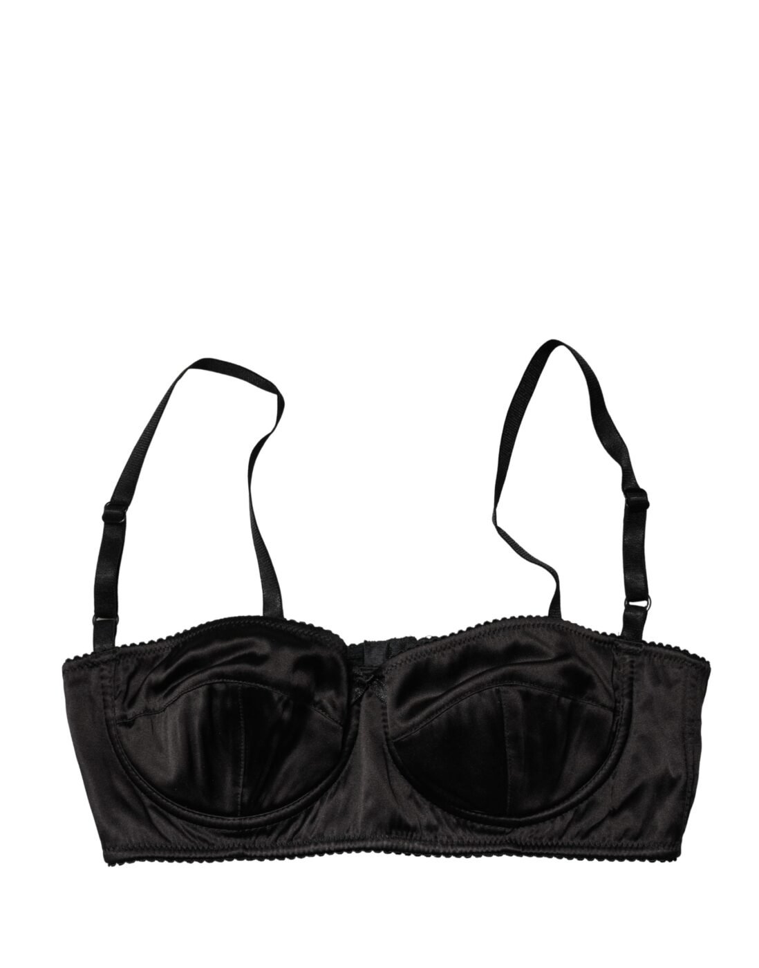 Dolce & Gabbana Μαύρο Μεταξωτό Balconette Σουτιέν με Μπανέλα