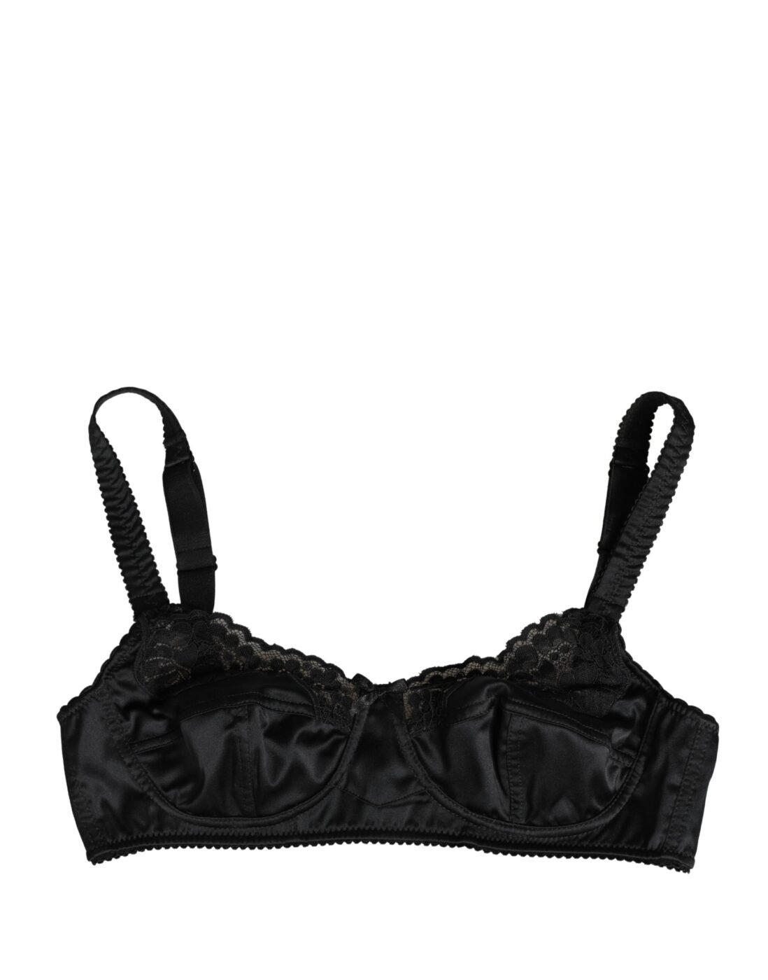 Dolce & Gabbana Μαύρο Μεταξωτό Balconette Σουτιέν με Μπανέλα