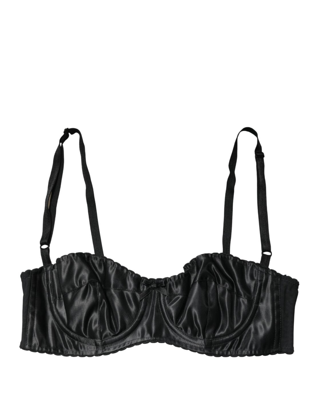 Dolce & Gabbana Μαύρο Μεταξωτό Balconette Σουτιέν με Μπανέλα