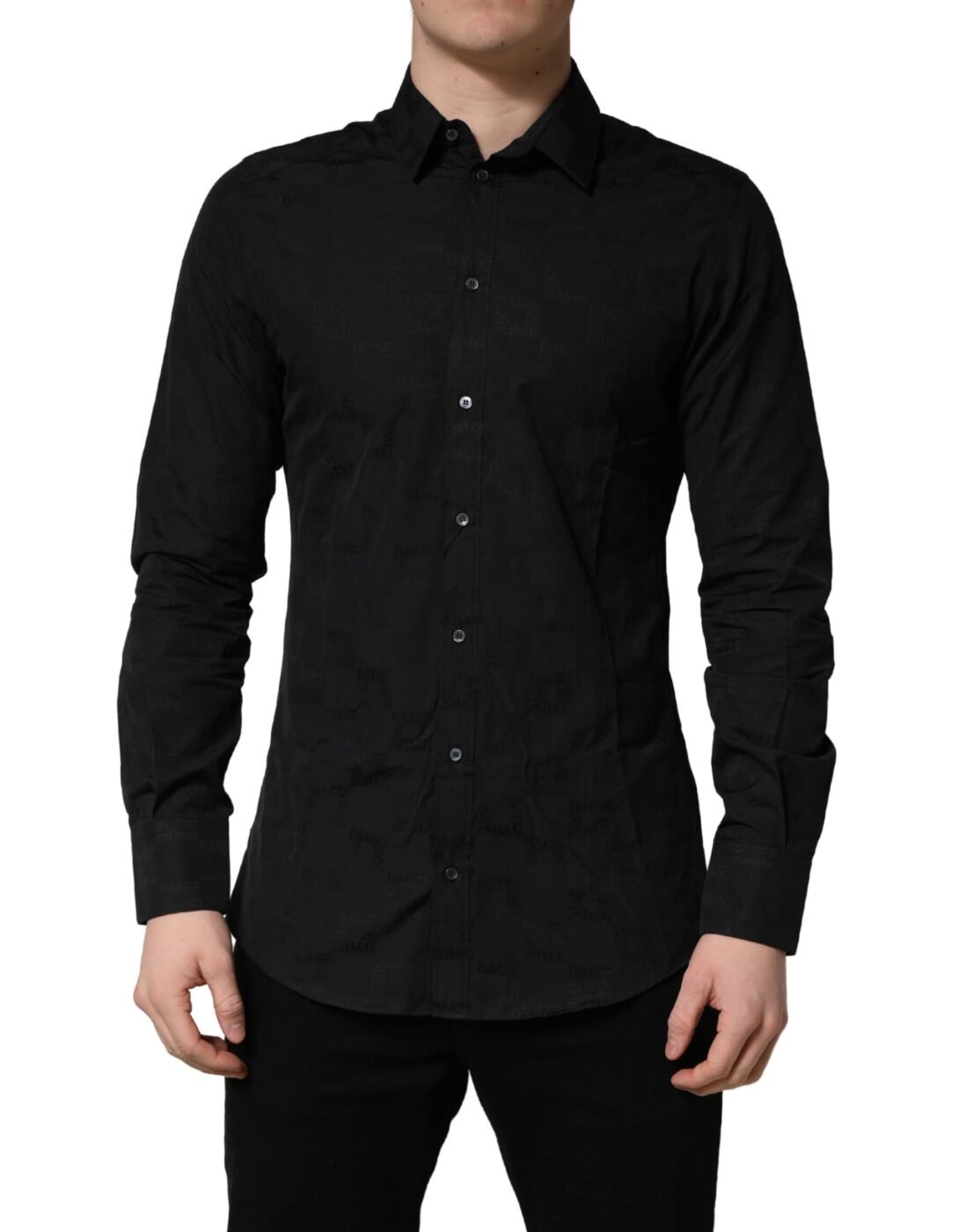 Dolce & Gabbana Μαύρο Βαμβακερό Πουκάμισο MARTINI Slim Fit