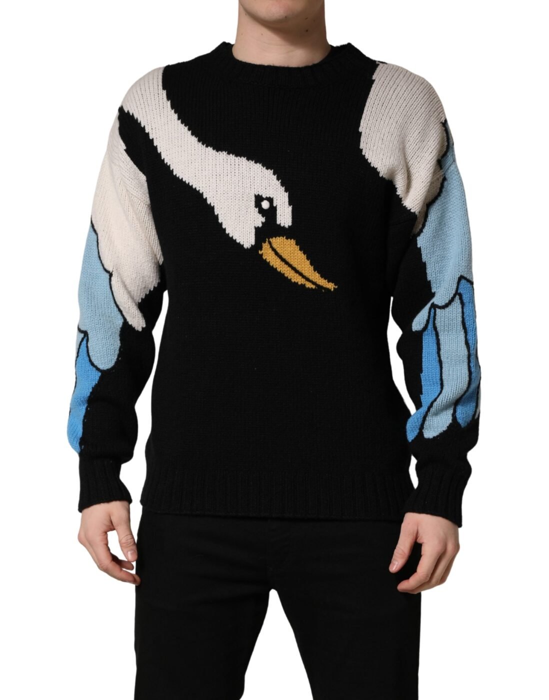 Dolce & Gabbana Μαύρο Κασμιρένιο Πουλόβερ με Duck Σχέδιο