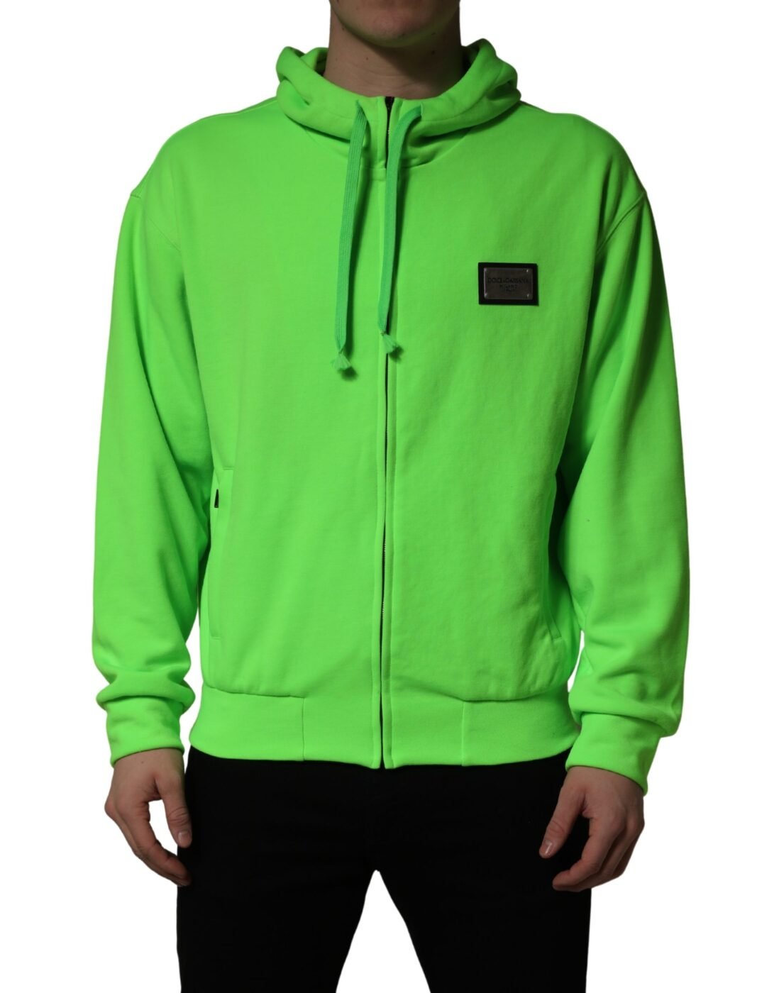 Dolce & Gabbana Πράσινο Fleece Hoodie με Φερμουάρ