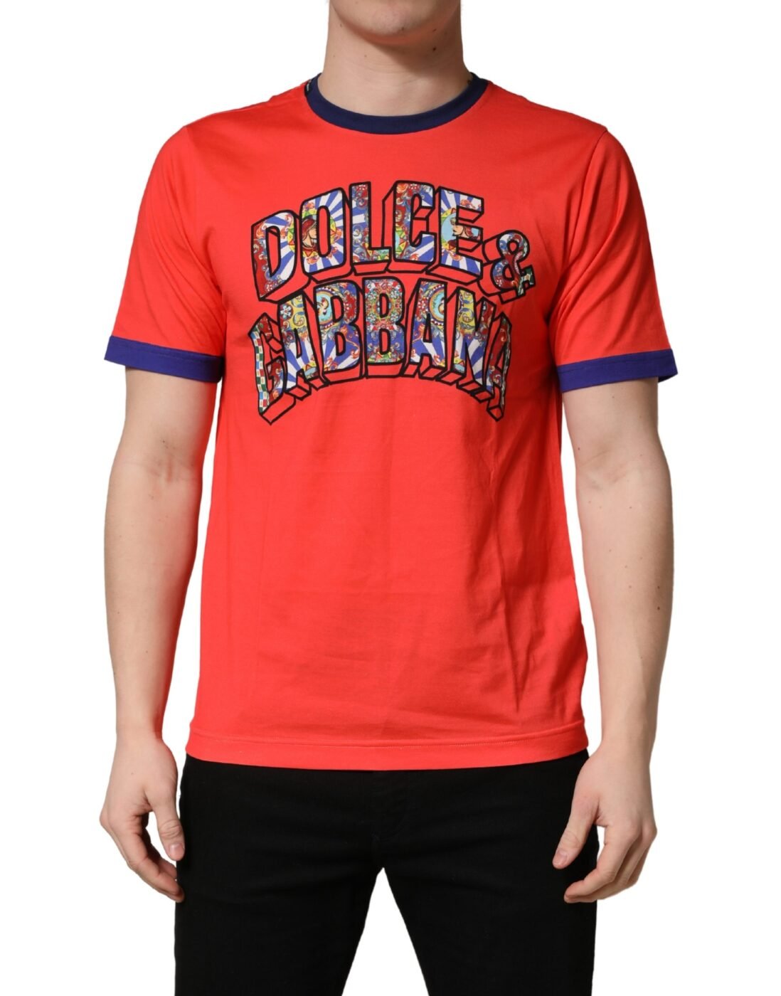 Dolce & Gabbana Πορτοκαλί Βαμβακερό T-Shirt με Logo Print
