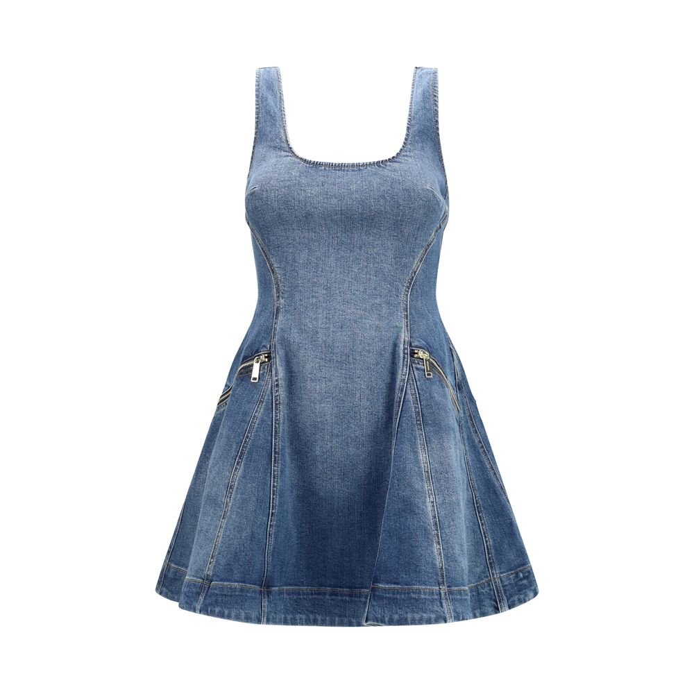 Self-Portrait Μπλε Denim Mini Φόρεμα από Βαμβάκι