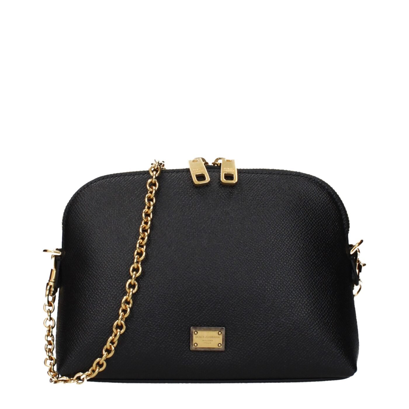 Dolce & Gabbana Μαύρη Δερμάτινη Shoulder Bag με Αποσπώμενη Λαβή