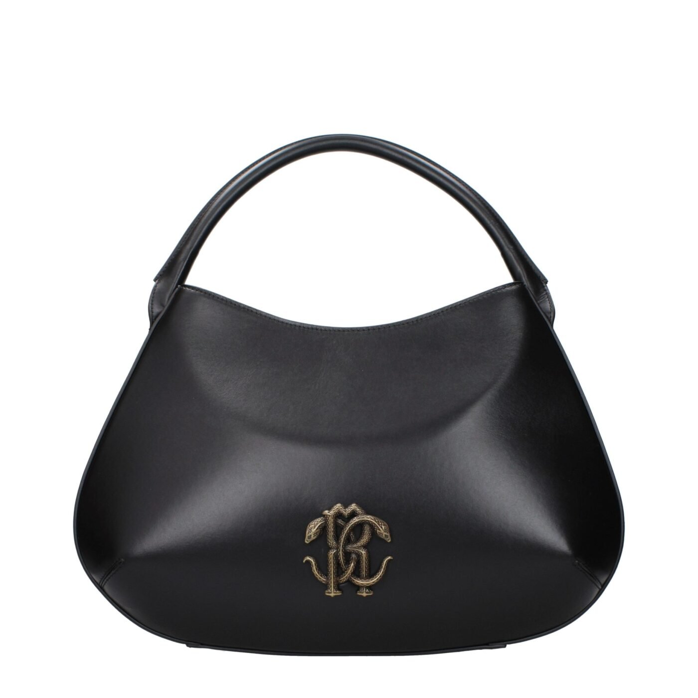 Roberto Cavalli Μαύρη Δερμάτινη Handbag με Vintage Effect