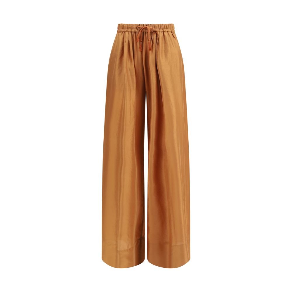 Forte_Forte Καφέ Μεταξωτό Παντελόνι από Habotai Silk