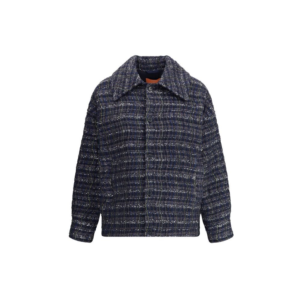 Missoni Μπλε Παλτό / Shirt-Jacket από Βισκόζη με Check Wave Σχέδιο