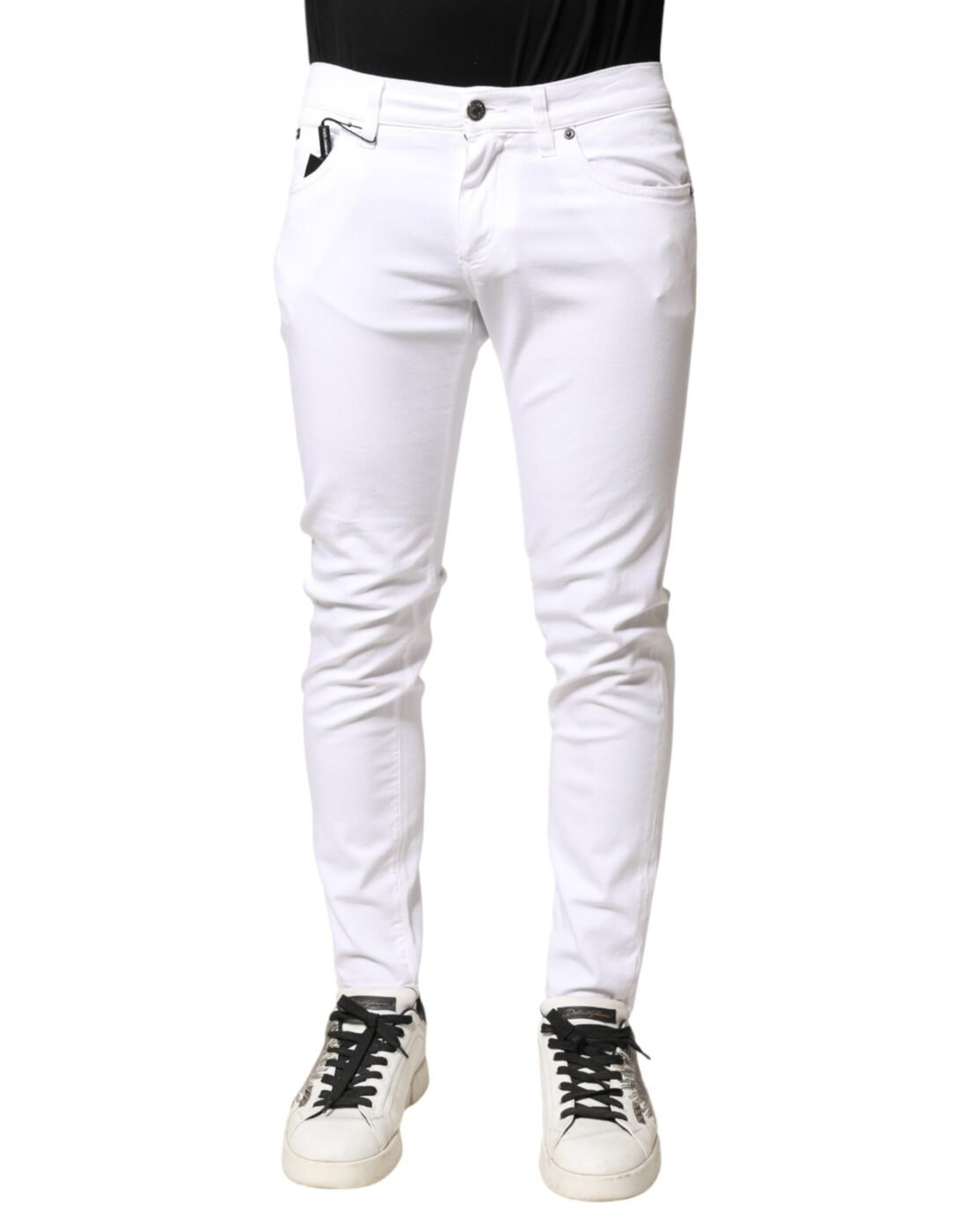 Dolce & Gabbana Λευκό Skinny Denim Ανδρικό Τζιν από Ελαστικό Βαμβάκι