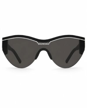 Balenciaga BB0004S 001 γυναικεία μαύρα shield γυαλιά ηλίου με σκούρους φακούς σε μπροστινή όψη