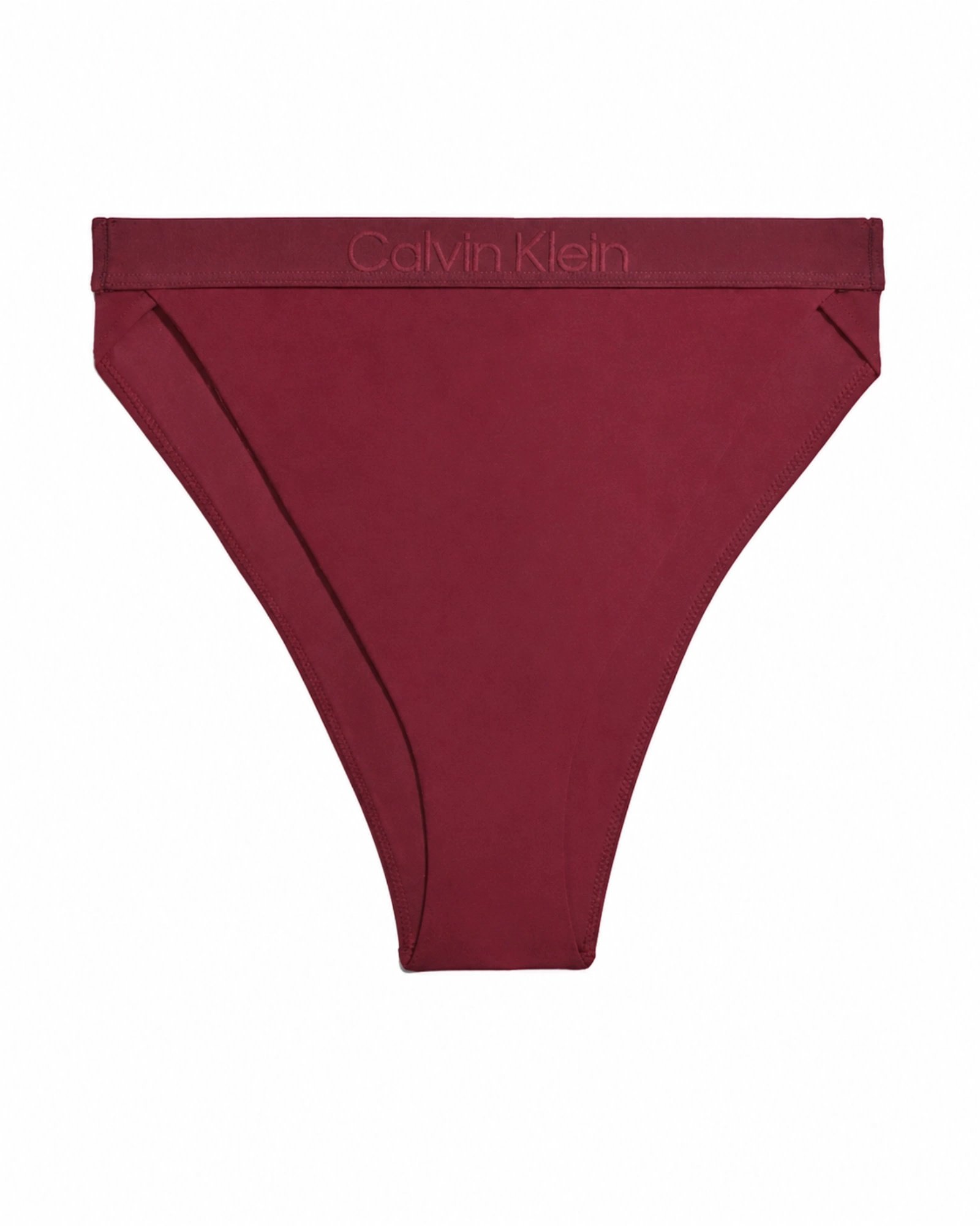 Calvin Klein γυναικείο bikini bottom σε μπορντό χρώμα με λογότυπο στη μέση σε λευκό φόντο