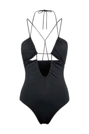 Calvin Klein μαύρο ολόσωμο μαγιό με cut-out μπροστινή όψη