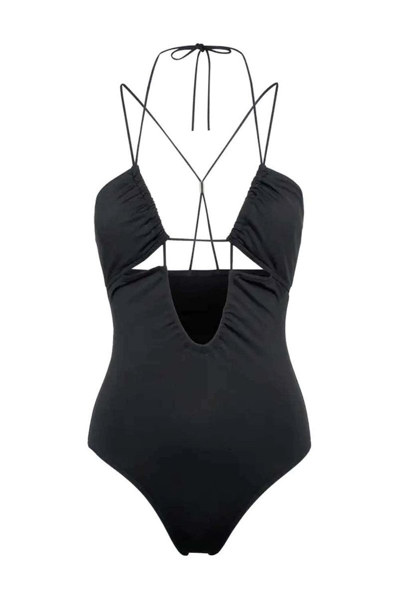 Calvin Klein Γυναικείο Ολόσωμο Μαύρο Μαγιό με Cut-Out και Λεπτές Τιράντες