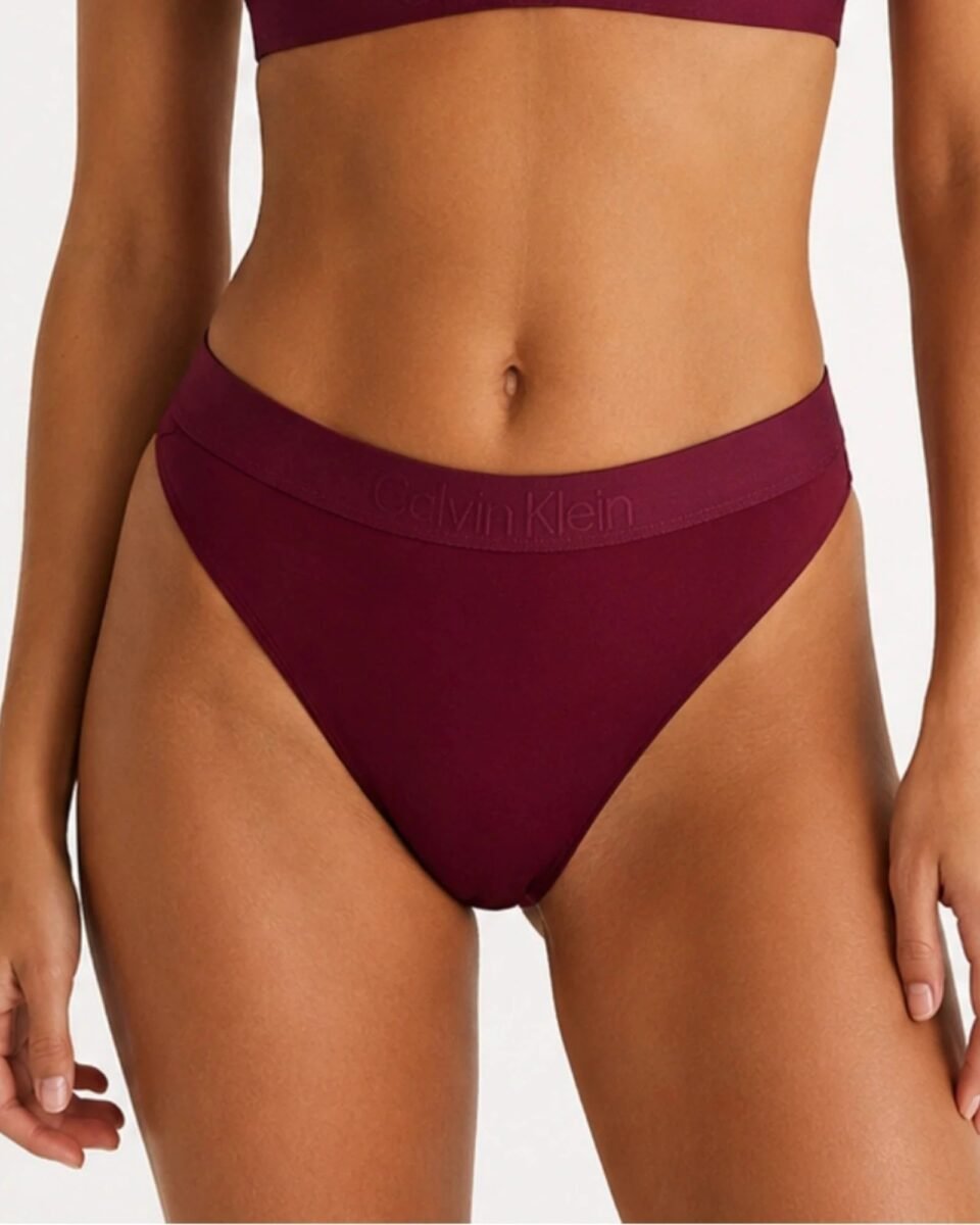 Calvin Klein Γυναικείο Bikini Bottom Μπορντό Ψηλόμεσο