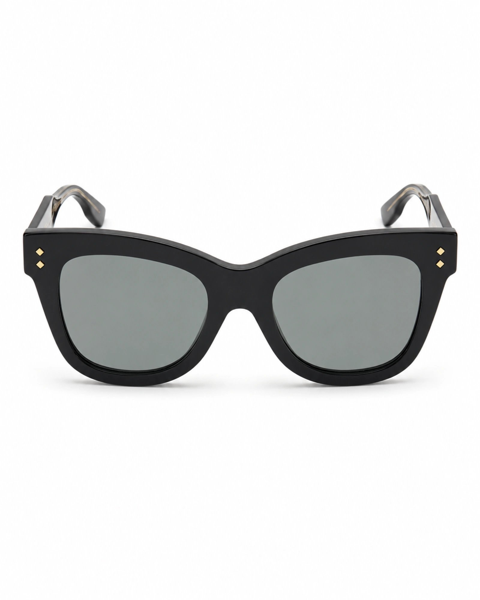 Gucci GG1082S 001 γυναικεία τετράγωνα γυαλιά ηλίου με μαύρο acetate σκελετό, γκρι φακούς και χρυσές λεπτομέρειες