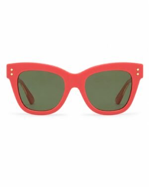 Gucci GG1082S 004 coral γυναικεία γυαλιά ηλίου με πράσινους φακούς, acetate σκελετό και χρυσές λεπτομέρειες