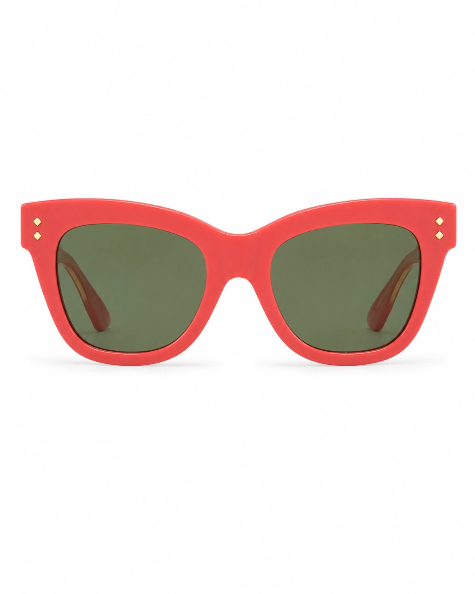 Gucci GG1082S 004 coral γυναικεία γυαλιά ηλίου με πράσινους φακούς, acetate σκελετό και χρυσές λεπτομέρειες