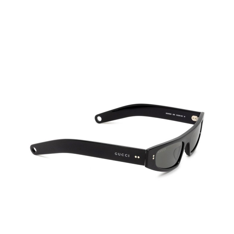 Gucci GG1634S 003 μαύρα slim ορθογώνια γυαλιά ηλίου με ανοιχτούς βραχίονες και Gucci logo