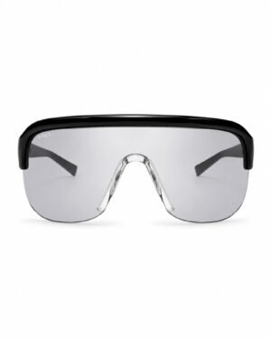 Gucci GG1645S 003 ανδρικά μαύρα sports visor γυαλιά ηλίου με silver mirror φακό σε μπροστινή όψη