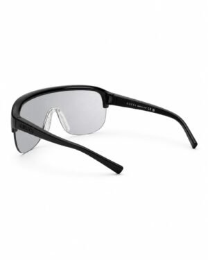 Gucci GG1645S 003 μαύρα ανδρικά visor γυαλιά ηλίου με ανοιχτούς βραχίονες και silver mirror φακό