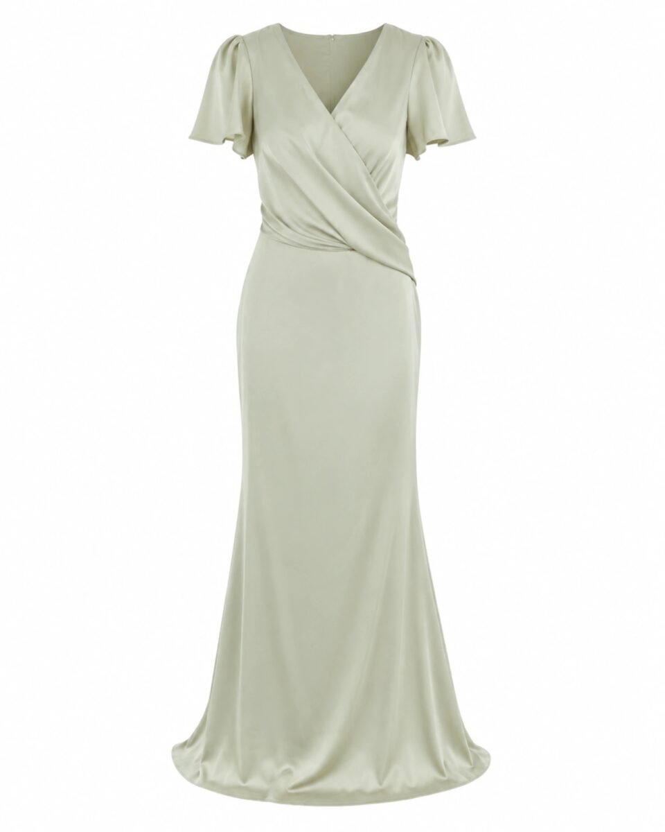 Lavish Alice Sage Green Satin Maxi Φόρεμα για Γάμο & Δεξίωση