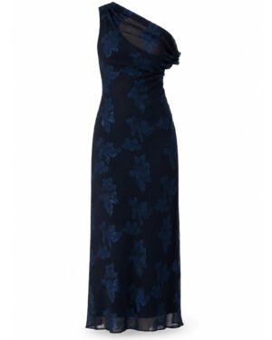 ST Frock Lunar Romance off shoulder maxi φόρεμα σε navy burnout chiffon με floral textured σχέδιο