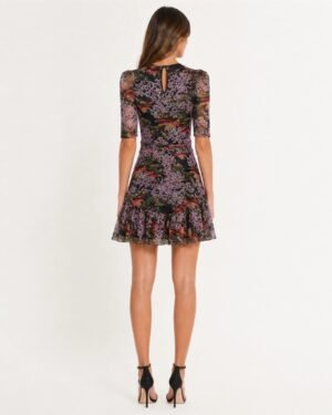 Πίσω όψη από Ted Baker floral mesh mini φόρεμα με floral print και sheer ύφασμα