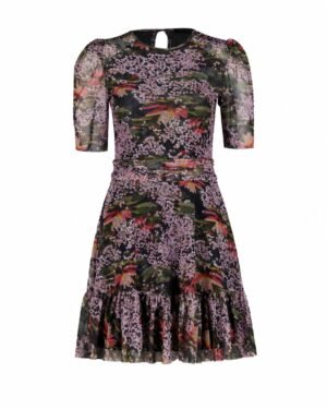 Ted Baker floral mesh mini φόρεμα σε μαύρο χρώμα με πολύχρωμο floral print