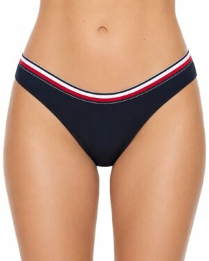 Tommy Hilfiger σκούρο μπλε bikini slip φορεμένο σε μοντέλο κοντινή μπροστινή όψη