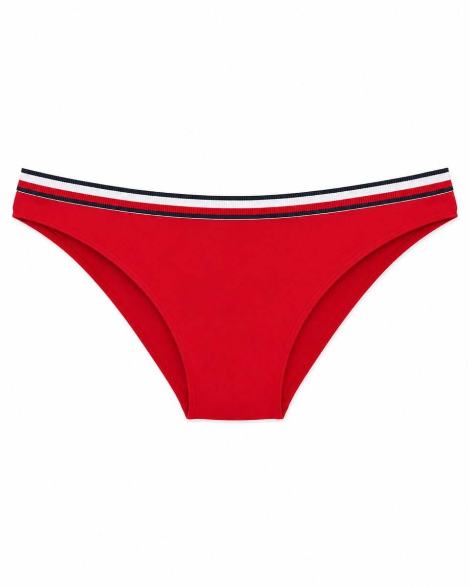 Tommy Hilfiger Γυναικείο Κόκκινο Bikini Slip με Ριγέ Λάστιχο